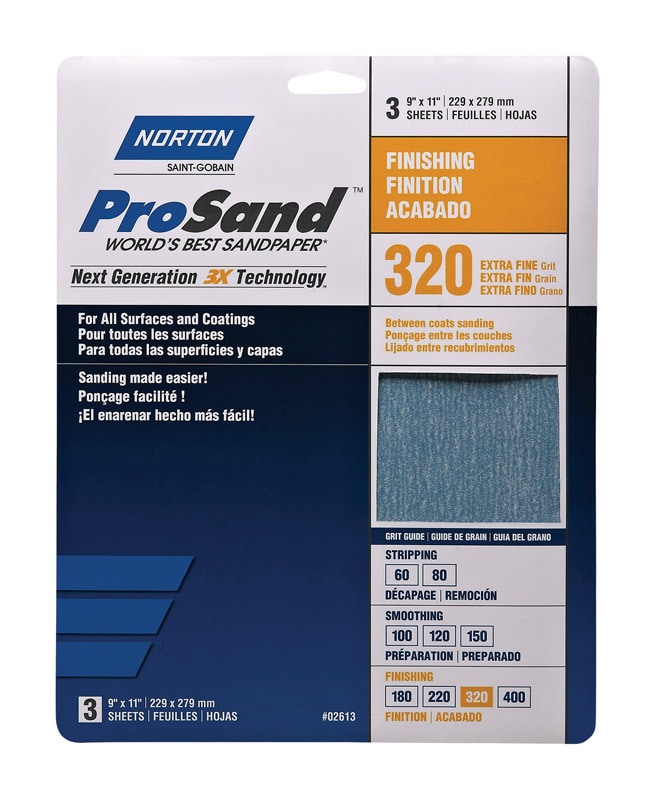 SANDPAPR 320G 3PK 9X11"