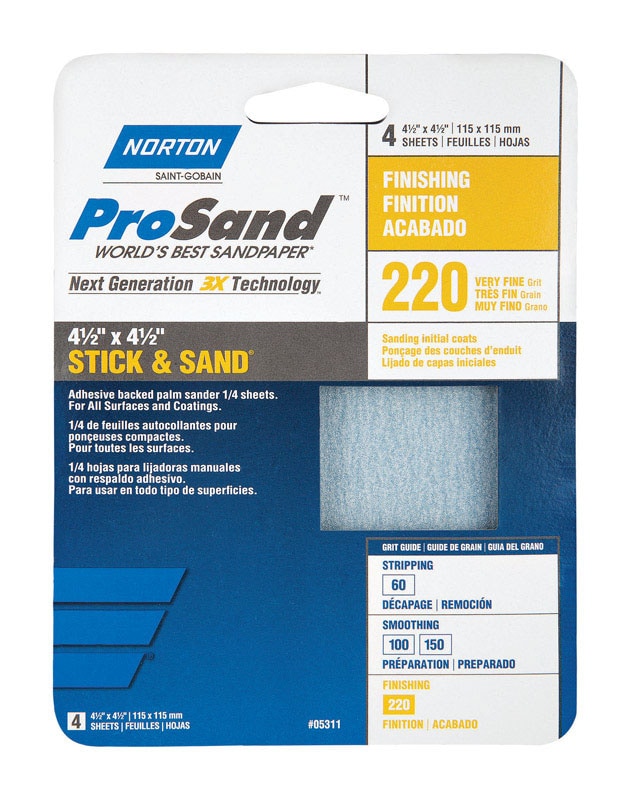 SANDING SHEET 220GRT 4PK