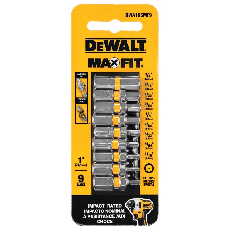 DW HEX BIT SET 1" 9PK