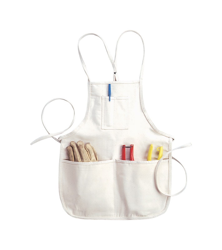 CLC CANVS APRON 4PKT WHT