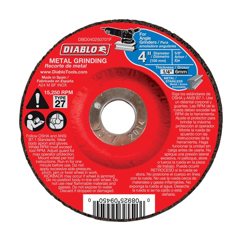 METAL GRIND DISC 4"X5/8"