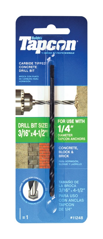 TAPCON DRLBIT 3/16X4.5"