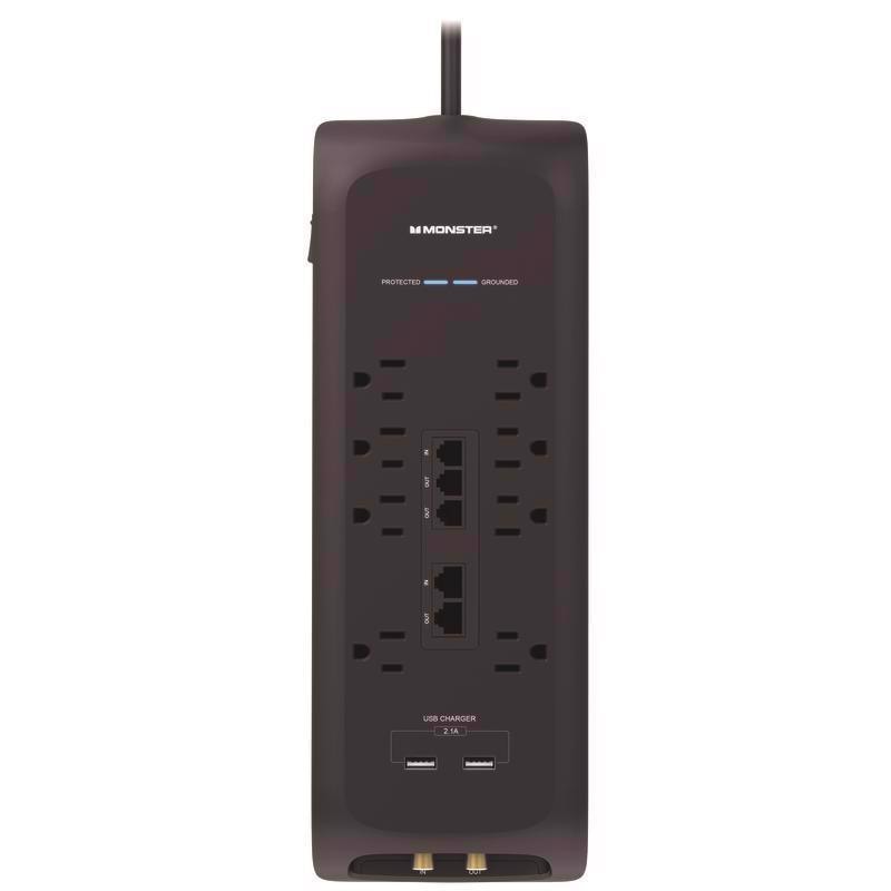 TV SURGE  8OUT 2USB BLK