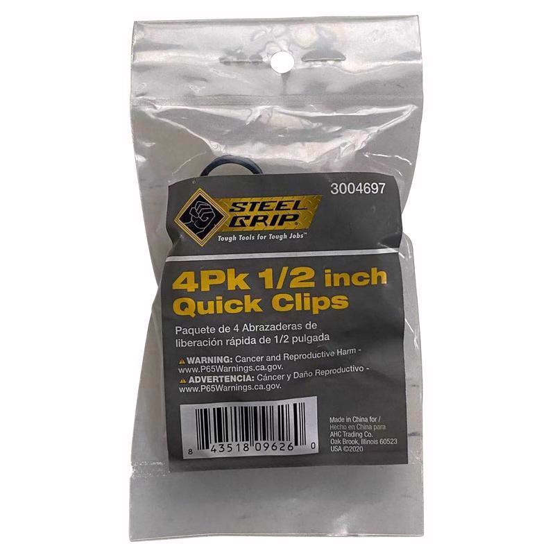 QUICK CLIP 1/2"D BLK PK4