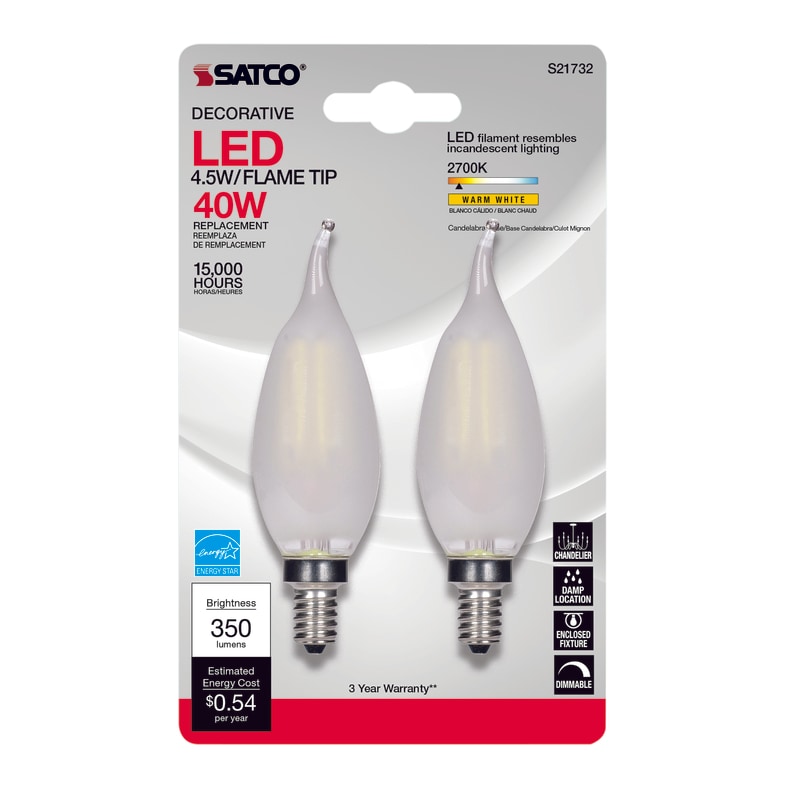 LED CA10 E12 WW 40W 2PK
