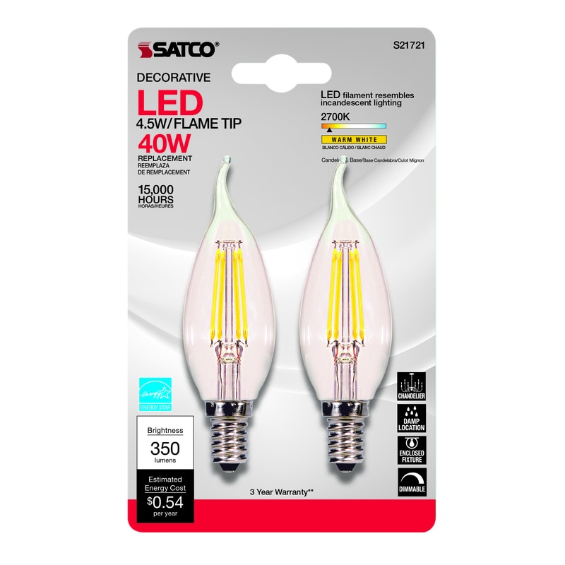 LED CA10 E12 WW 40W 2PK