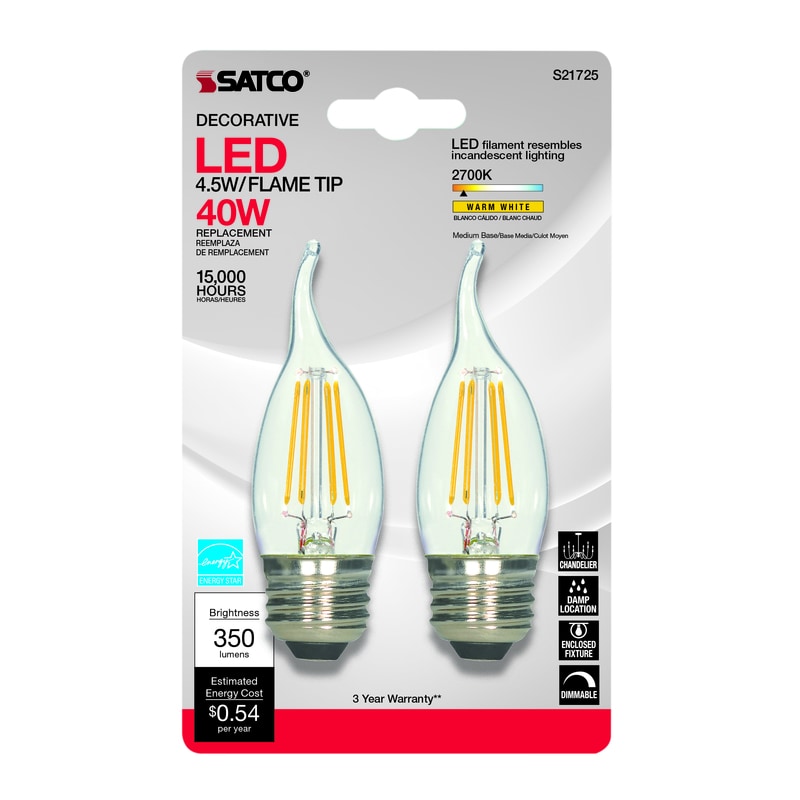 LED CA10 E26 WW 40W 2PK