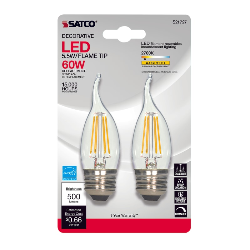 LED CA10 E26 WW 60W 2PK