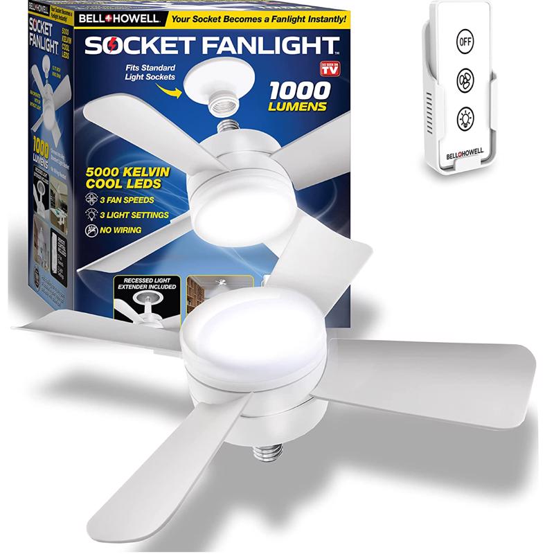 SOCKET FANLIGHT WHT LED