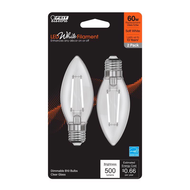 LED B10 E26 60W SW 2PK