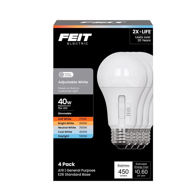 FT LED A19 5CCT 40W 4PK