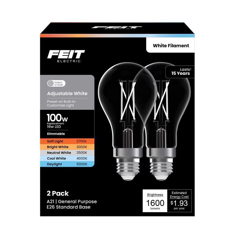 FT LED A21 WHT 16W 2PK