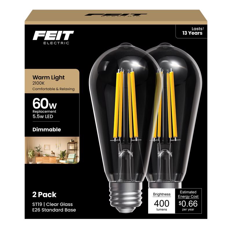 FT LED ST19 WCL 60W 2PK