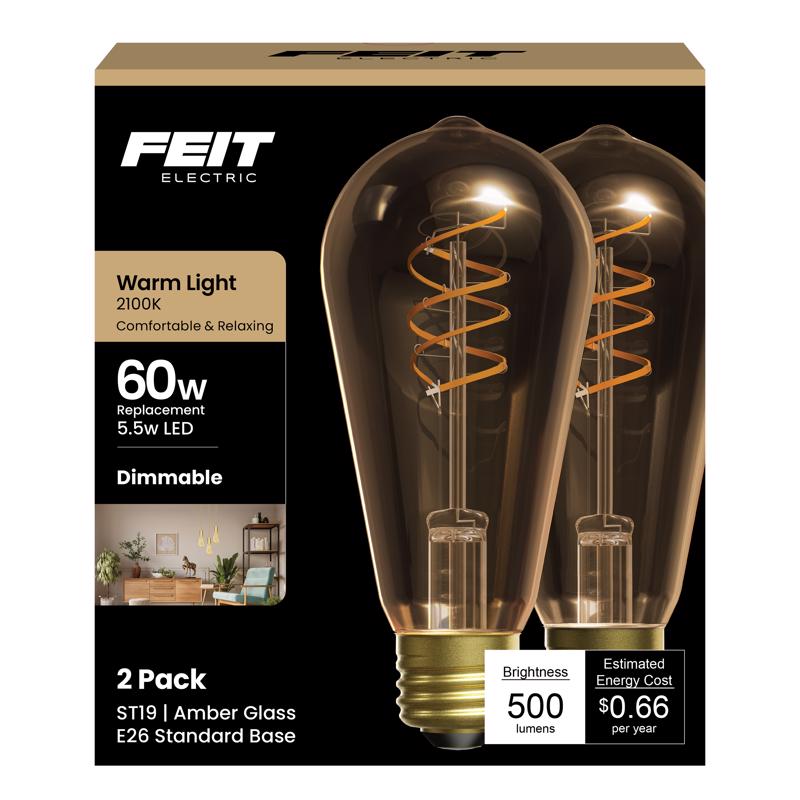 FT LED ST19 AMB 60W 2PK