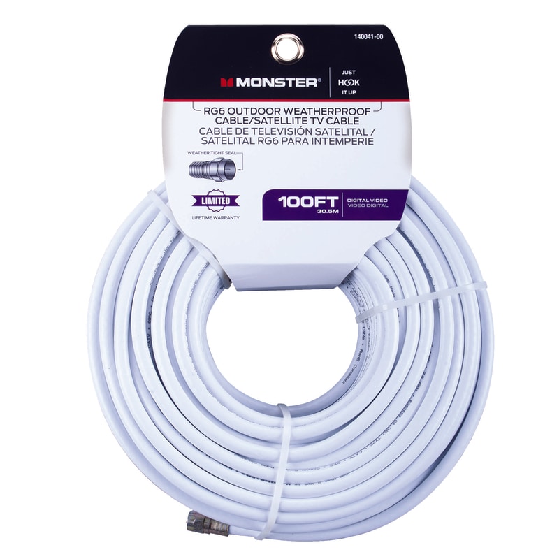 CABLE COAX RG6 100' WHT