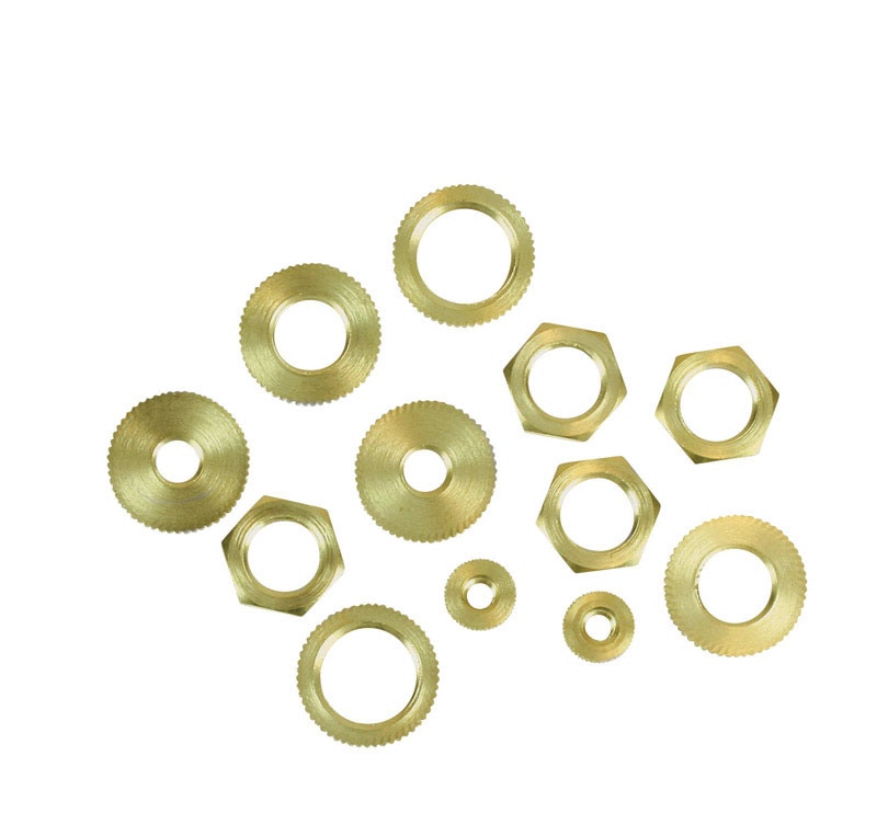 LOCKNUTS ASST BRASS PK12
