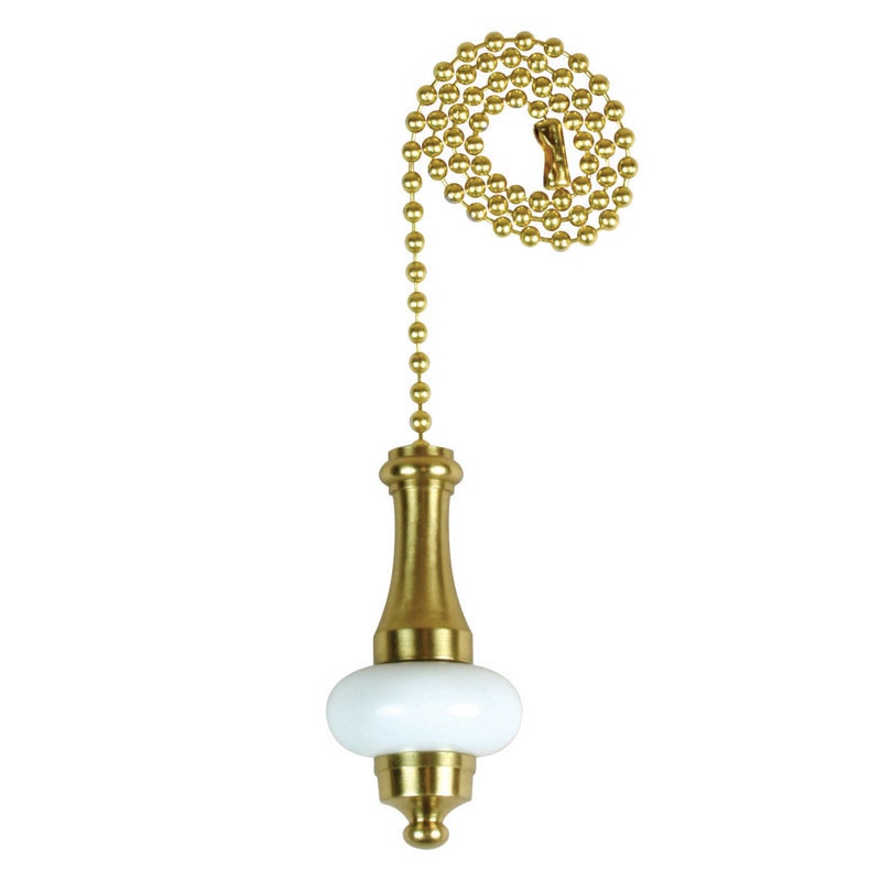 PULL CHAIN BRASS & WHITE