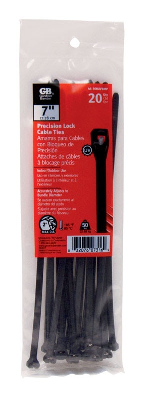 CABLETIE MPWL7"BLK BG20