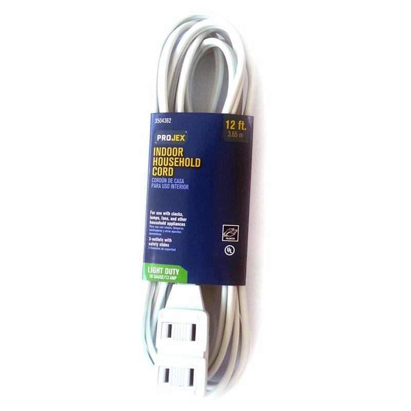 CORD EXTN16/2SPT2 12'WHT
