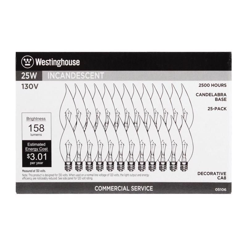 FLAME TIP BULB 25W 25PK