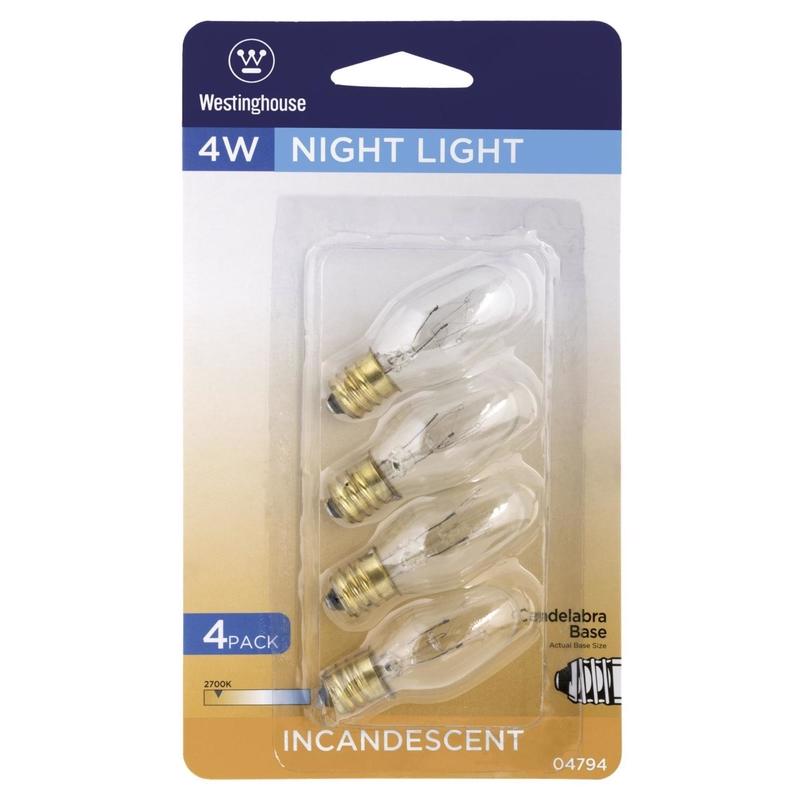 INCAND C7 BULB 4W CLR4PK