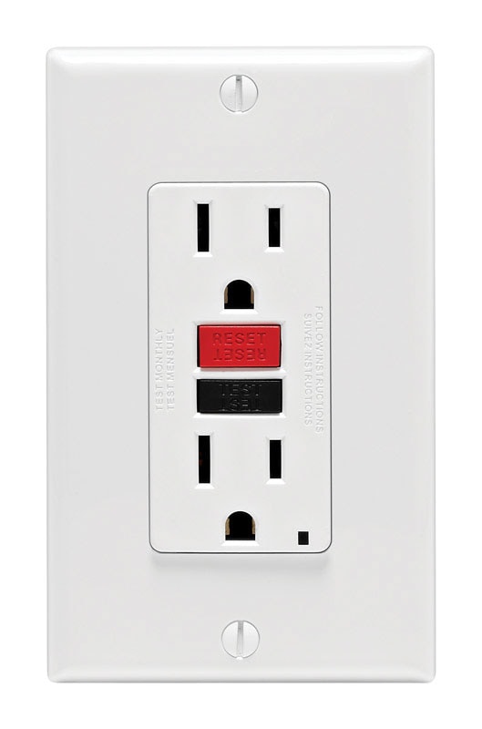 GFI RECPT W/R&B BUTN WHT