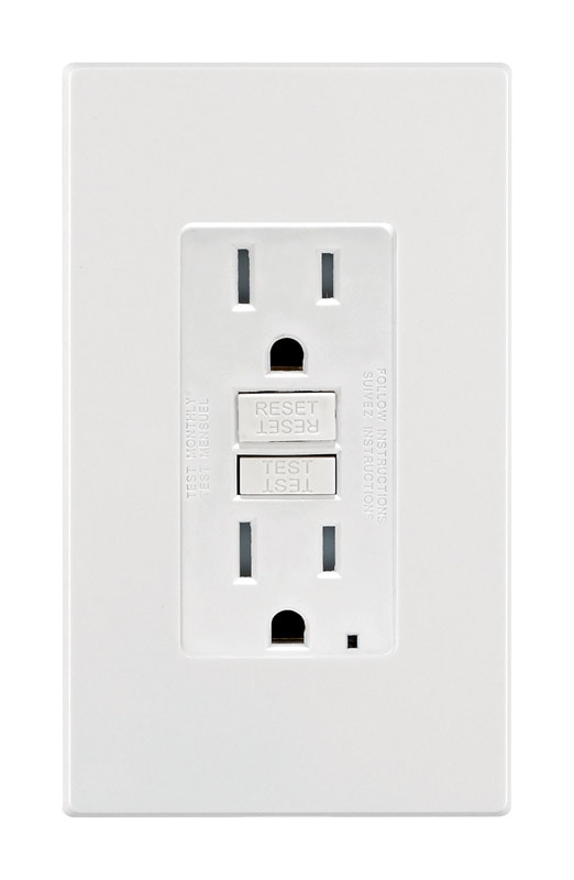 GFI RECPT&WLPLT 15A WHT