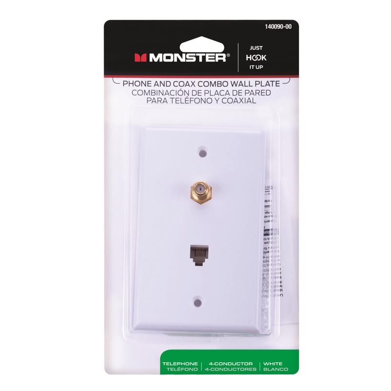 WALLPLATE COAX/PHONE WHT