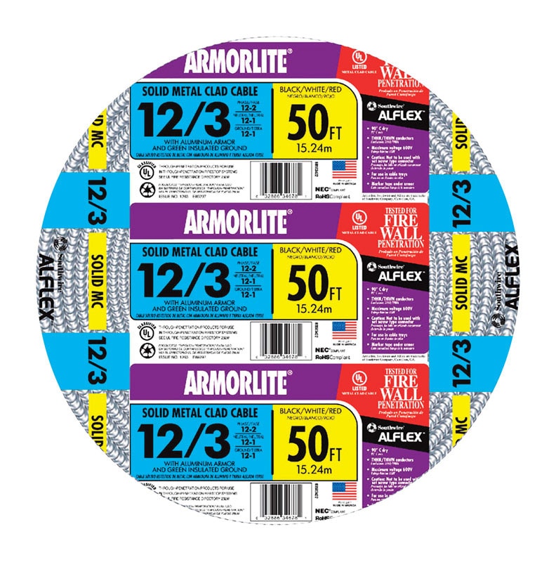 MC CABLE 12/3 AWG 50'
