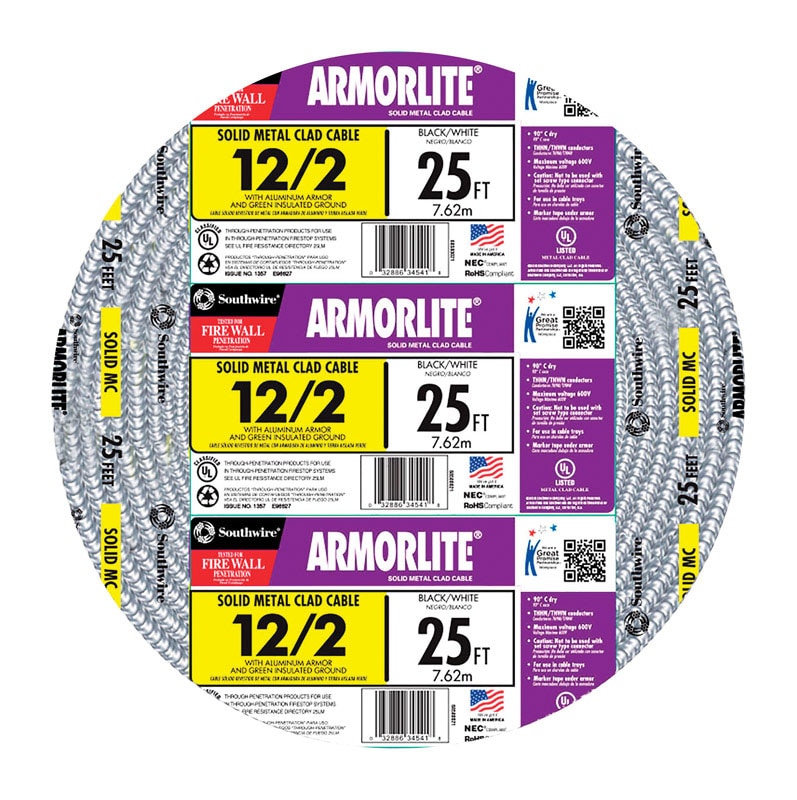 MC CABLE 12/2 AWG 25'