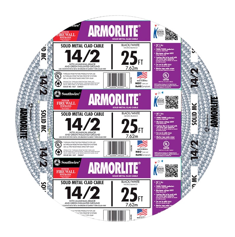 MC CABLE 14/2 AWG 25'