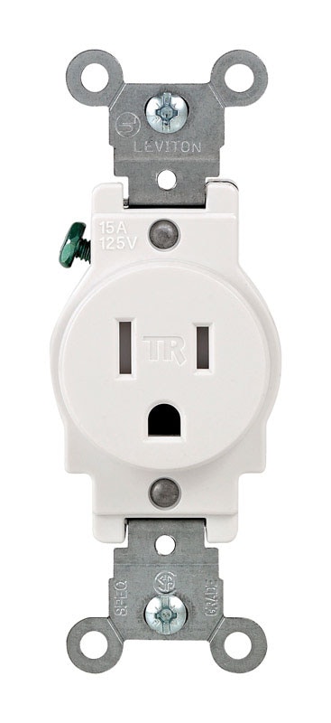 SINGLE TR OUTLET 15A WHT