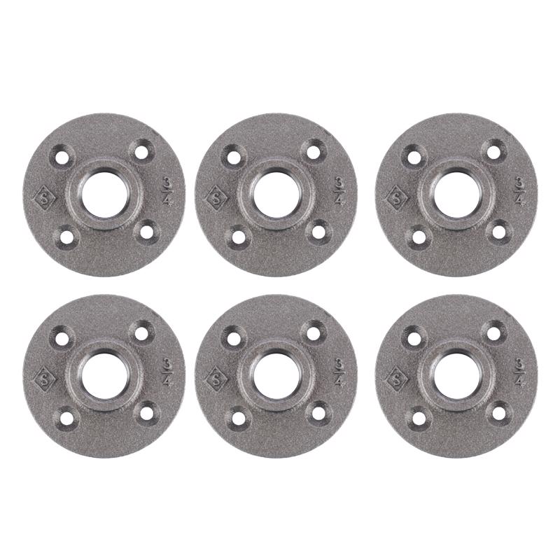 FLANGE BLK IRON 3/4" 6PK