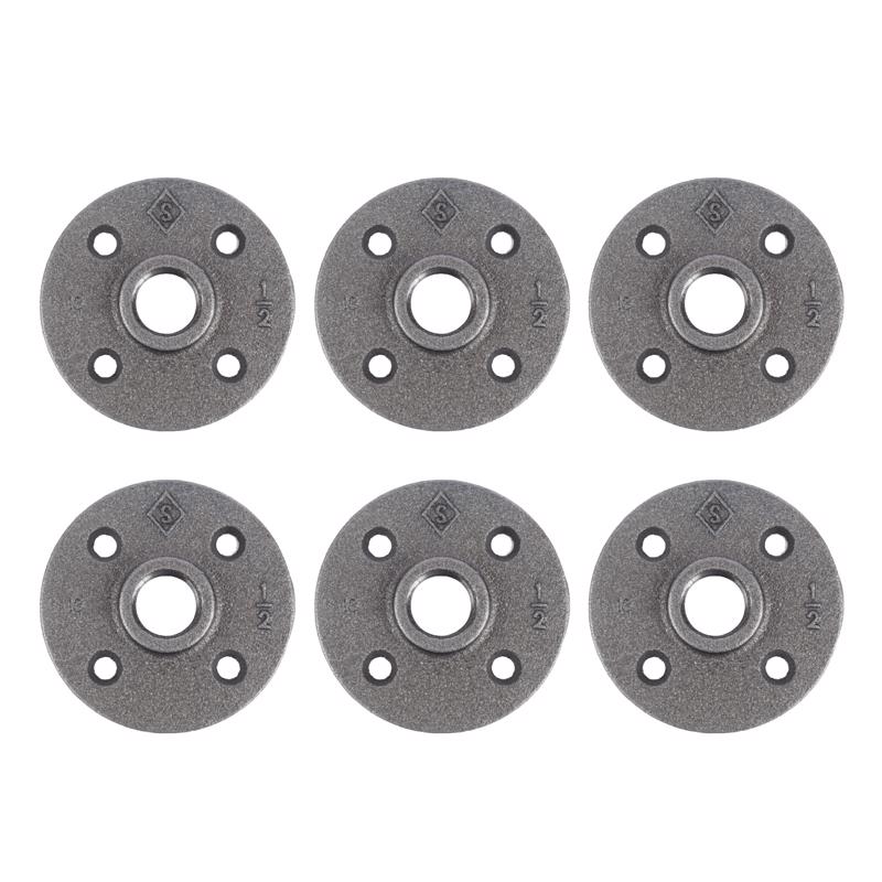 FLANGE BLK IRON 1/2" 6PK