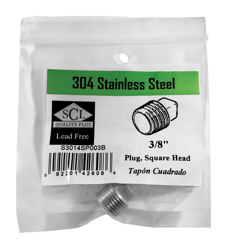 SQUARE HEAD PLUG 3/8 SS