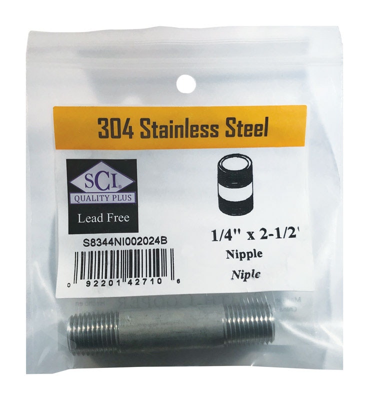 NIPPLE 1/4X2-1/2 SS
