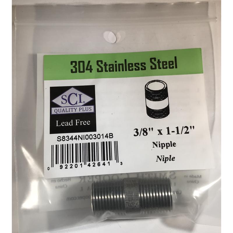 NIPPLE 3/8X1-1/2 SS