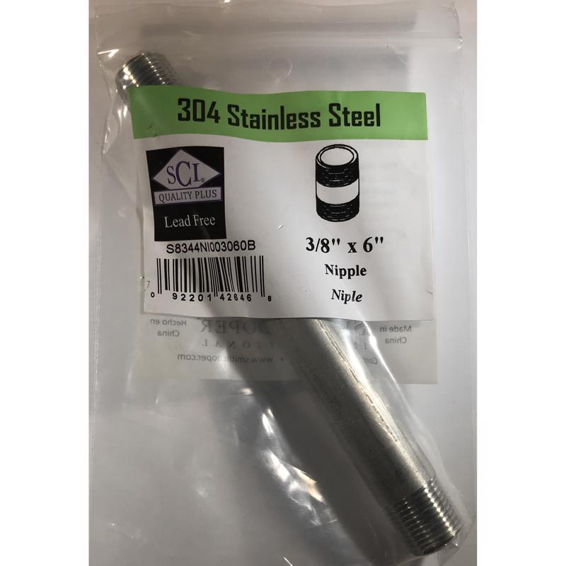 NIPPLE 3/8X6 SS