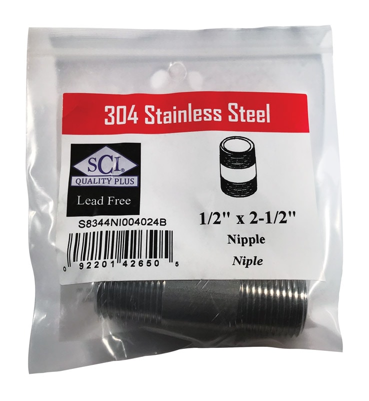 NIPPLE 1/2X2-1/2 SS
