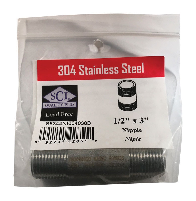 NIPPLE 1/2X3 SS