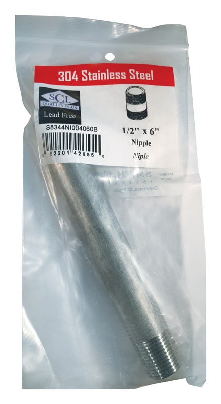 NIPPLE 1/2X6 SS