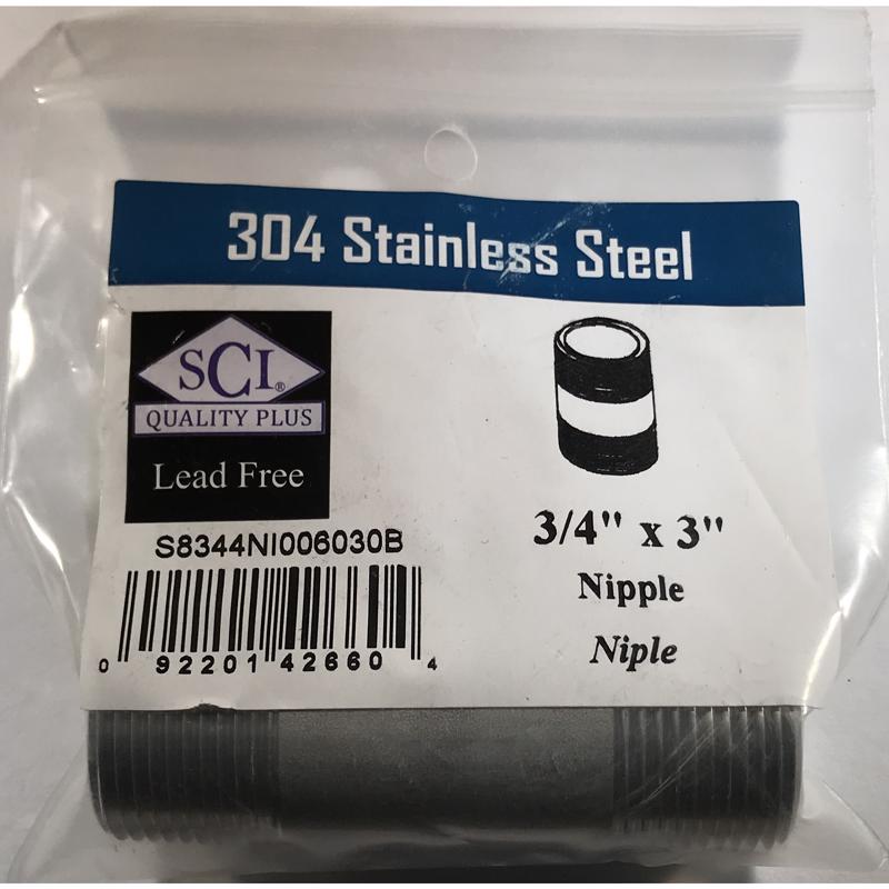 NIPPLE 3/4X3 SS