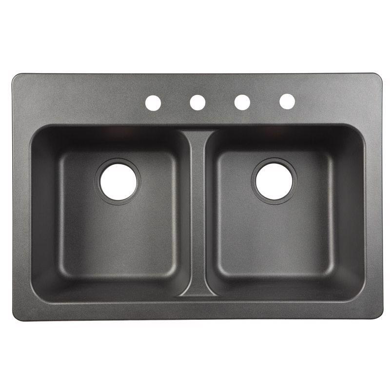 KTCH SINK DBL33X22X9BLK