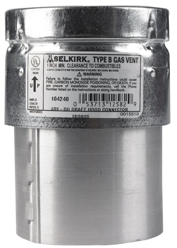 DRAFT HOOD CONNECTOR 4"