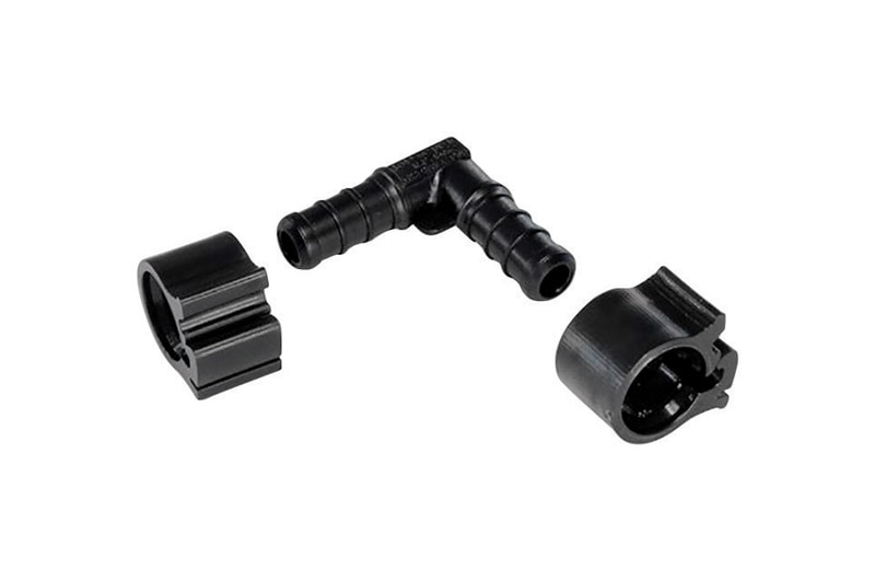 ELBOW W/CLAMP 3/8X3/8 PE