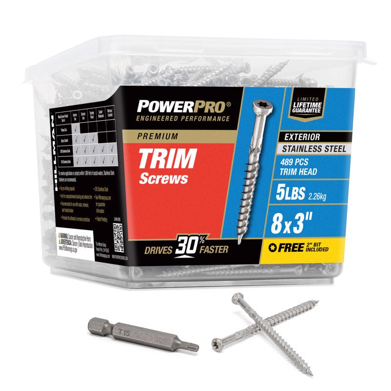 TRIM SCREW 8X3" 5# SS