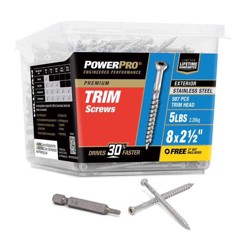 TRIM SCREW 8X2.5" 5# SS