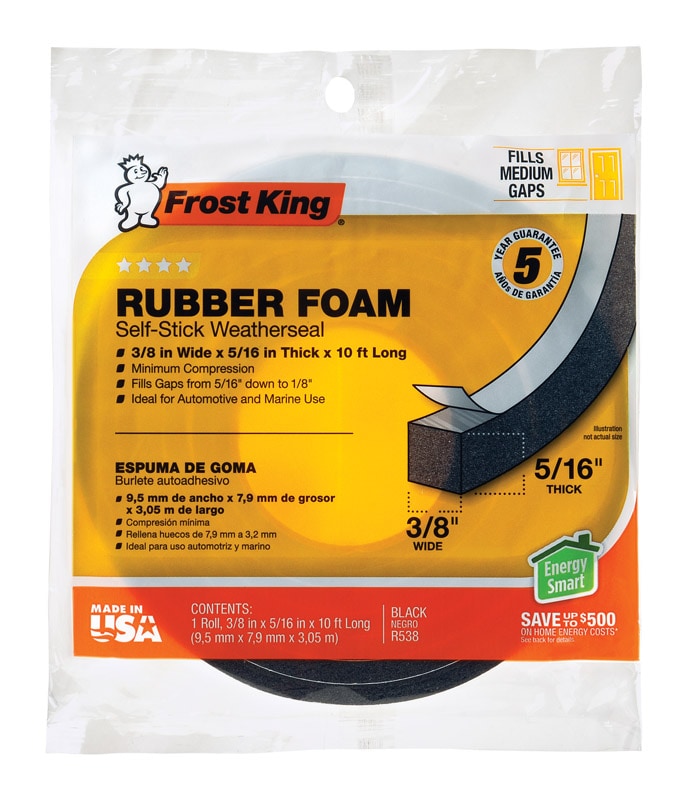 RUBBER TAPE 10'X5/16" BK