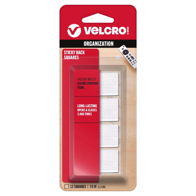VELCRO SQUARE STICKY WHT
