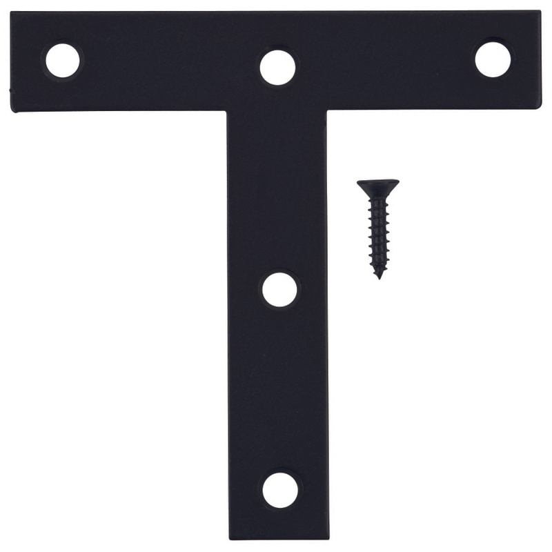 TEE PLATE BLK STL 4X4"